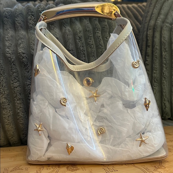A New Day Clear Mini Slouchy Seashell 🐚 Embellished Handbag Mini Tote Bag - Picture 4 of 17